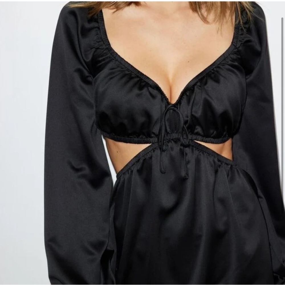 Dynamite Black Satin Cut-Out Dress - Picture 3 of 3